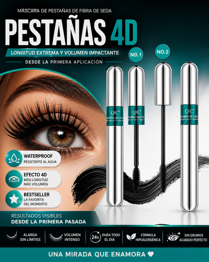 Máscara de Pestañas de Fibra de Seda 4D