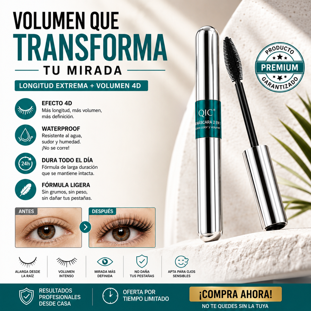 Máscara de Pestañas de Fibra de Seda 4D