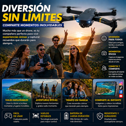 Drone dobrável com câmera HD e controle remoto
