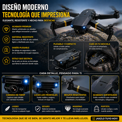 Drone dobrável com câmera HD e controle remoto
