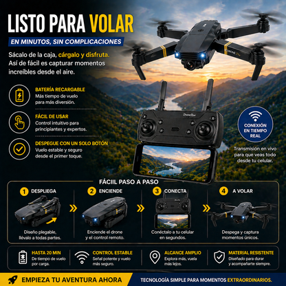 Drone dobrável com câmera HD e controle remoto