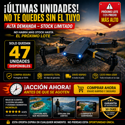 Drone dobrável com câmera HD e controle remoto