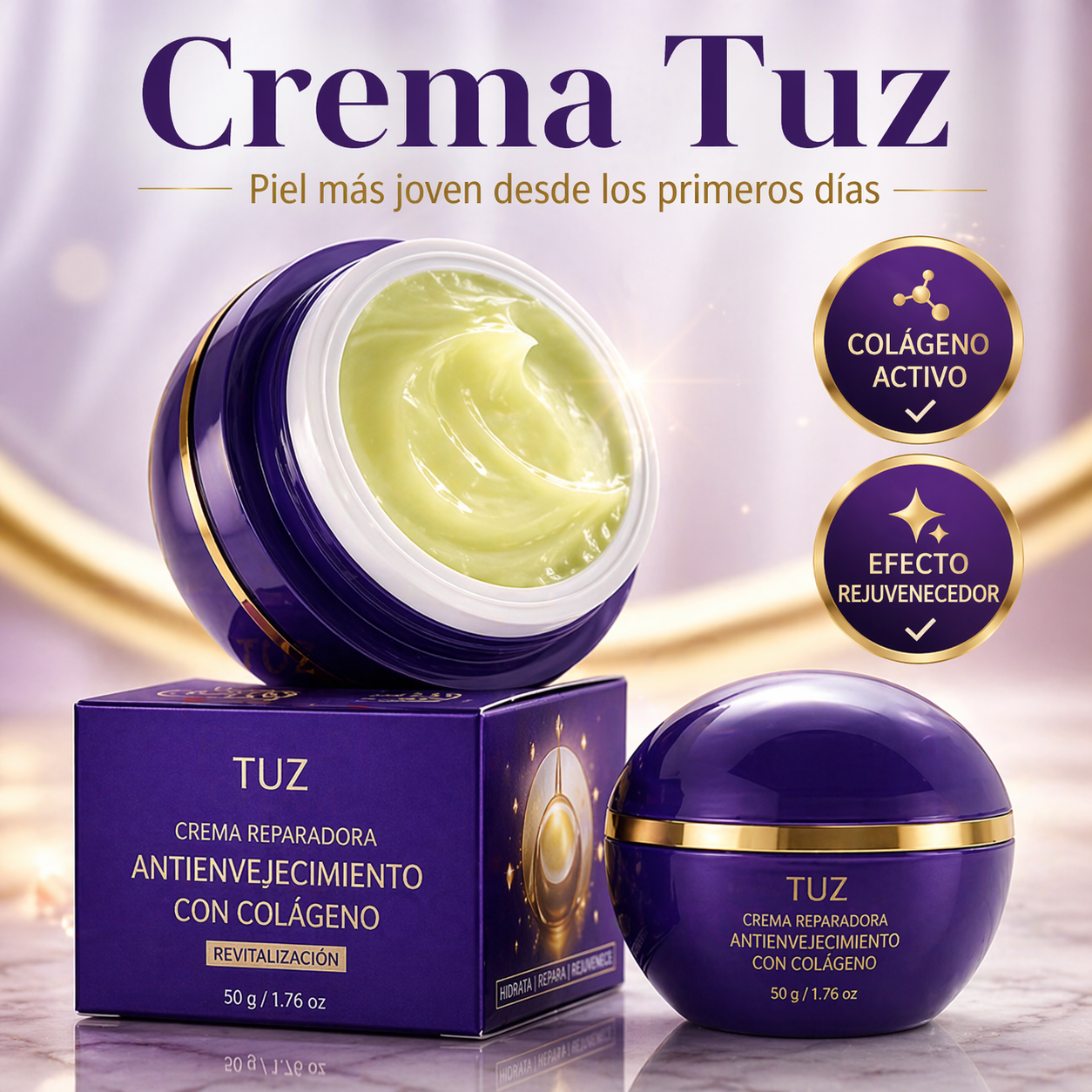 Crema Reparadora Antienvejecimiento con Colágeno 50 g Tuz
