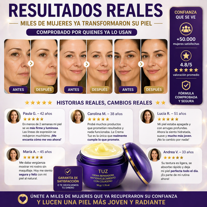 Crema Reparadora Antienvejecimiento con Colágeno 50 g Tuz
