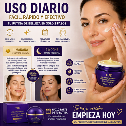 Crema Reparadora Antienvejecimiento con Colágeno 50 g Tuz