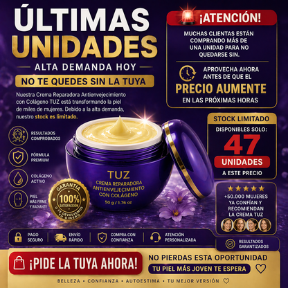 Crema Reparadora Antienvejecimiento con Colágeno 50 g Tuz