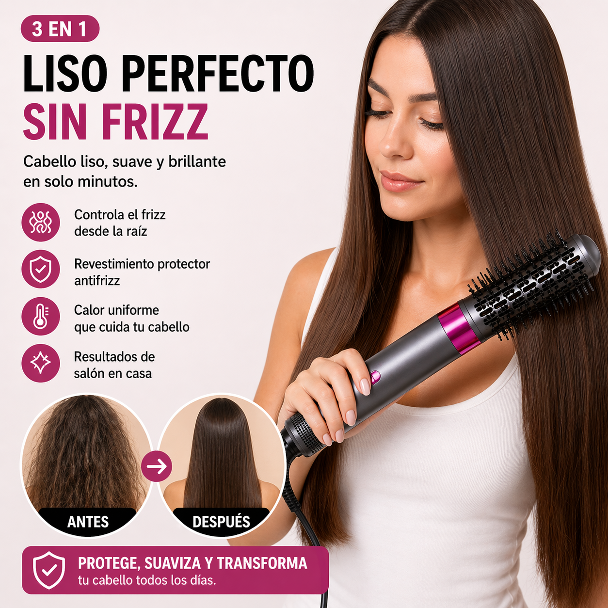 Escova de cabelo elétrica multifuncional 3 em 1 REMGINTON