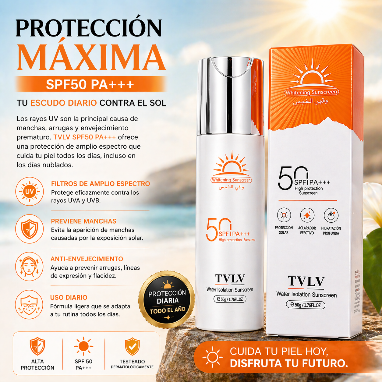 Protector solar SPF50 PA blanqueador - 50 g