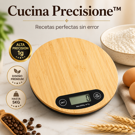 Báscula de cocina digital de bambú