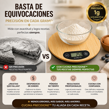 Báscula de cocina digital de bambú